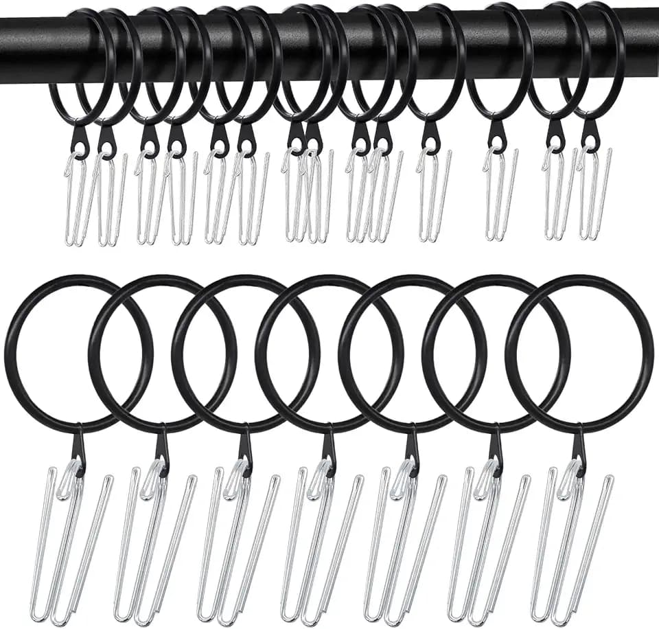 60 Pcs Metal Curtain Rings with Pin 4 Prongs Pinch Pleat Curtain Hooks, 38mm Hook Belt Curtain Rings for Drapes for Window Door Shower Curtain