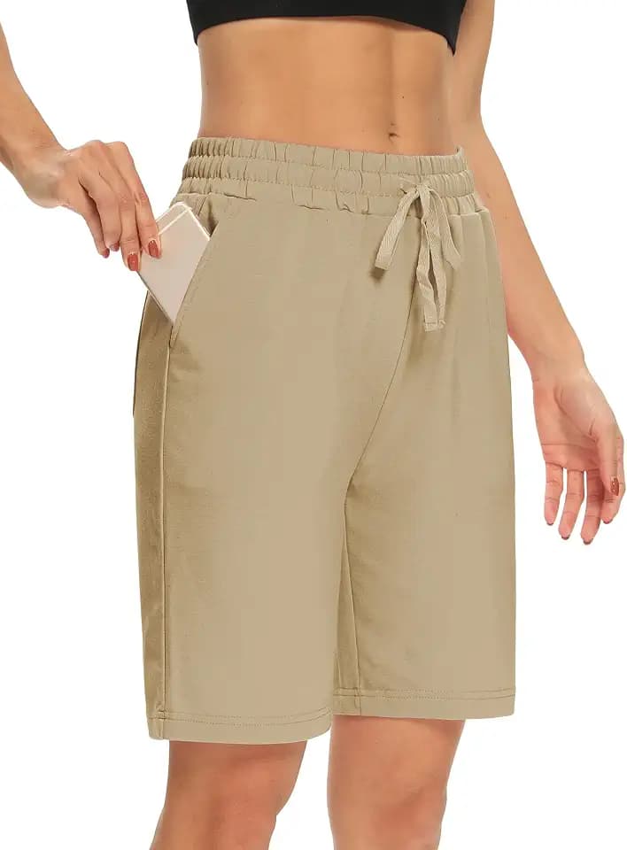 DIBAOLONG Womens Yoga Shorts Loose Drawstring Bermuda Shorts with Pockets