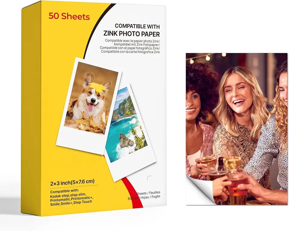 Sticky Back Photo Paper 2x3 for Kodak Kodak Step, Printomatic (50 Sheets)