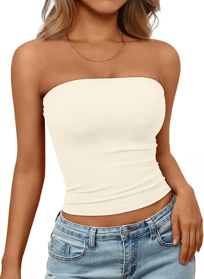 Trendy Queen Women's Strapless Bandeau Crop Top