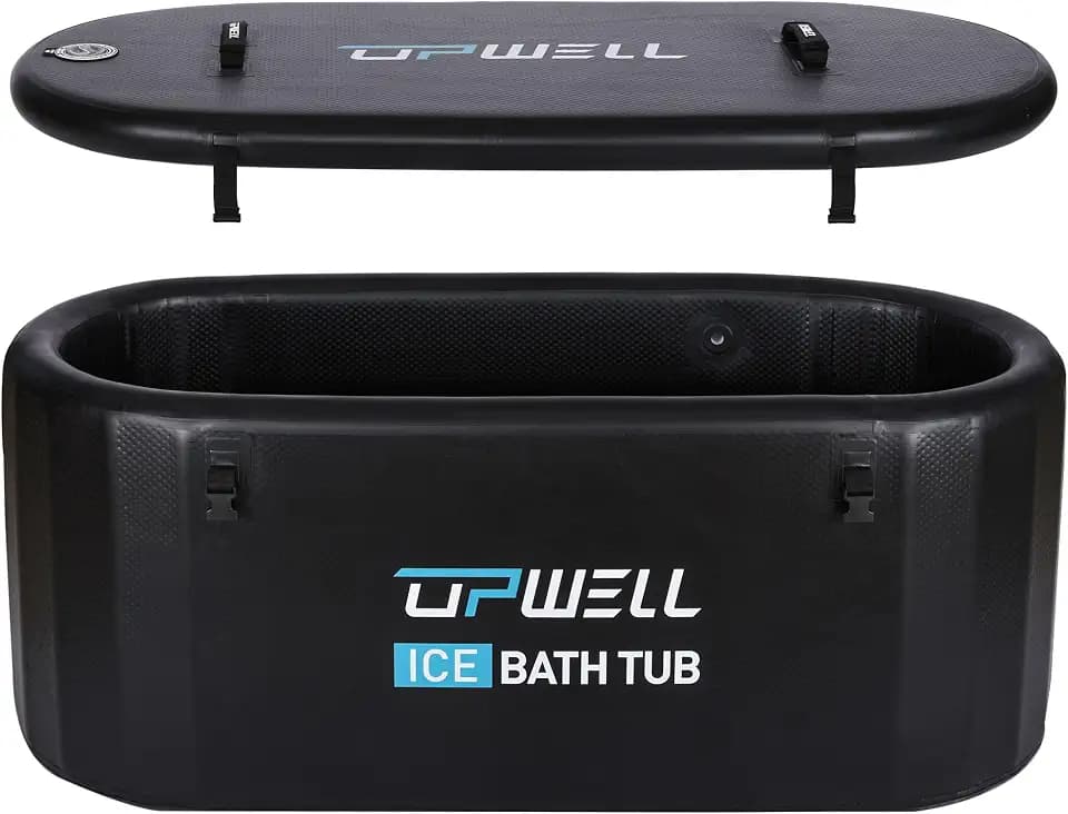 UPWELL Cold Plunge Tub Large Portable Oval Inflatable Ice Bath with Cover Tub for Cold Water Athletes Large Baths for Therapy Recovery at Home or Outdoors Ice Plunge Black