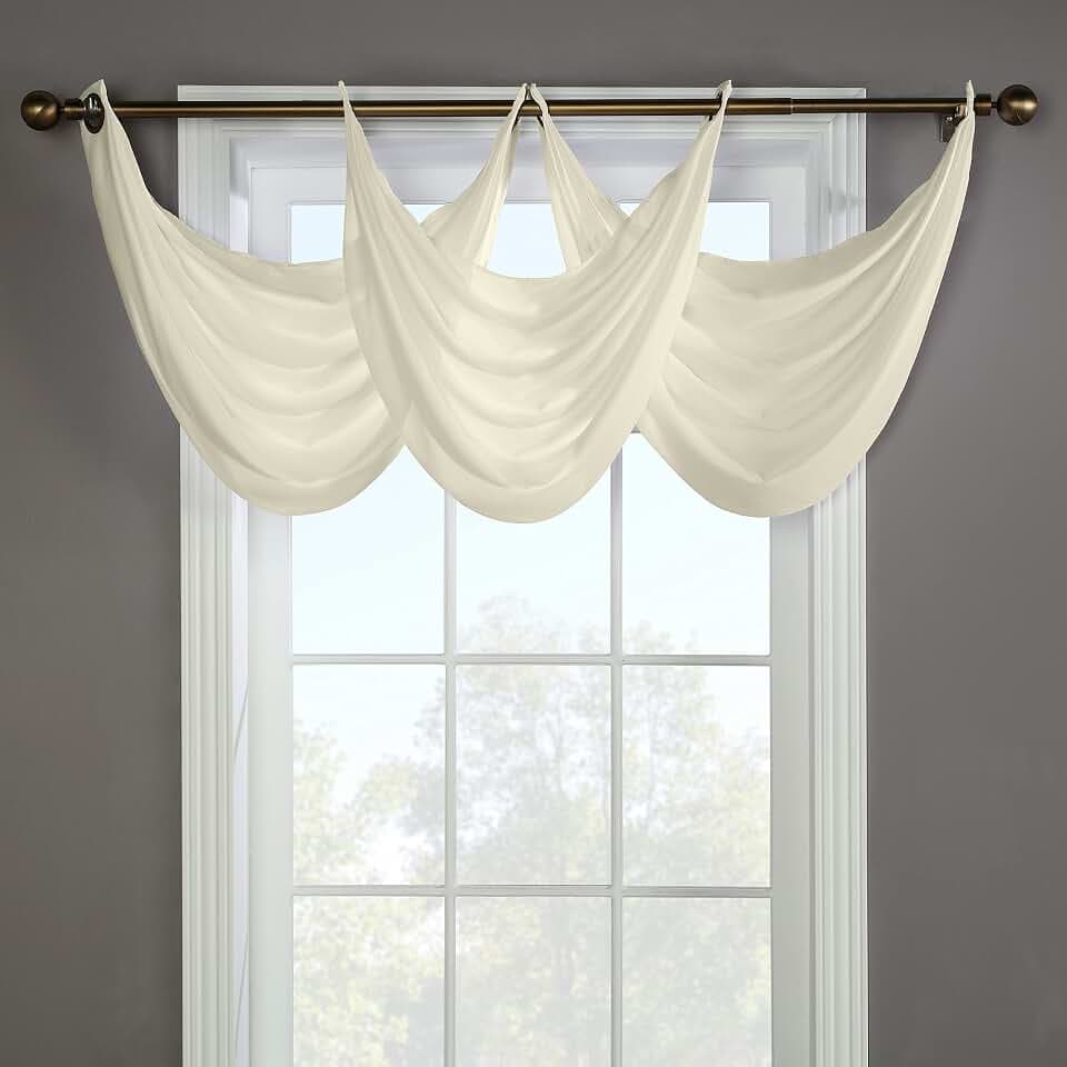 Rhythm Lined Grommet Ascot Valance 36" x 19" in Ivory