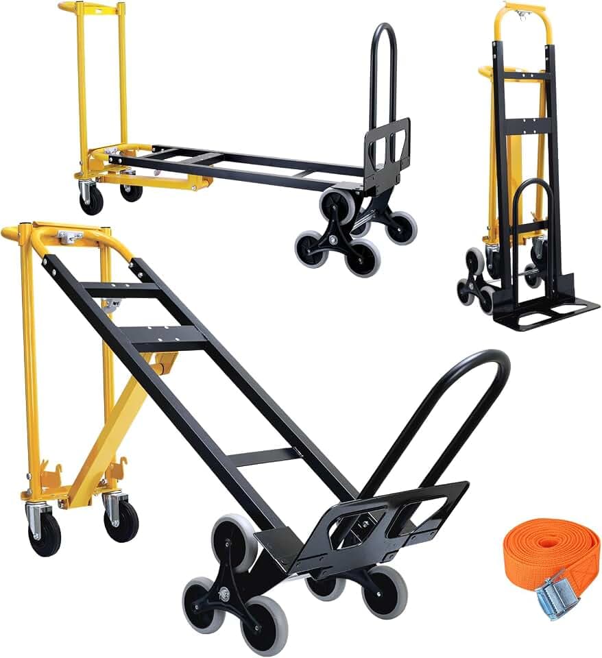 3 in 1 Stair Climbing Dolly Cart with Wheels,1000LBS(Yellow)