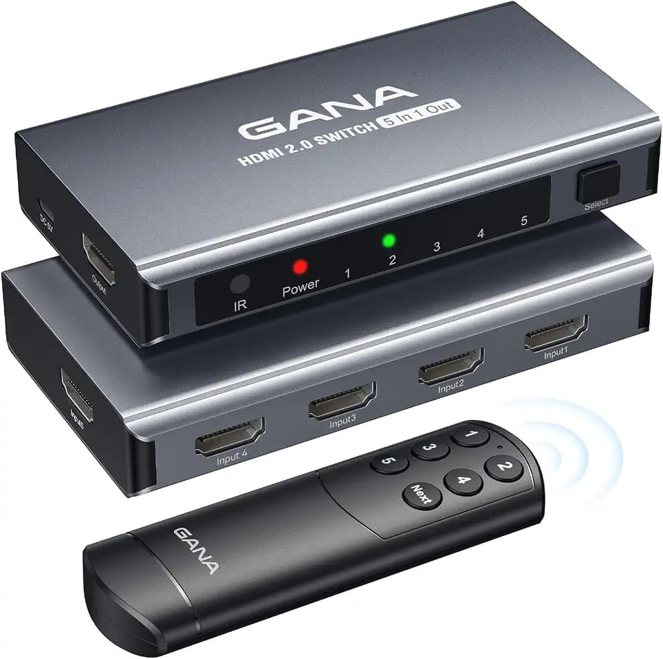 GANA HDMI Splitter HDMI Switch (5 IN 1-1, Braun)