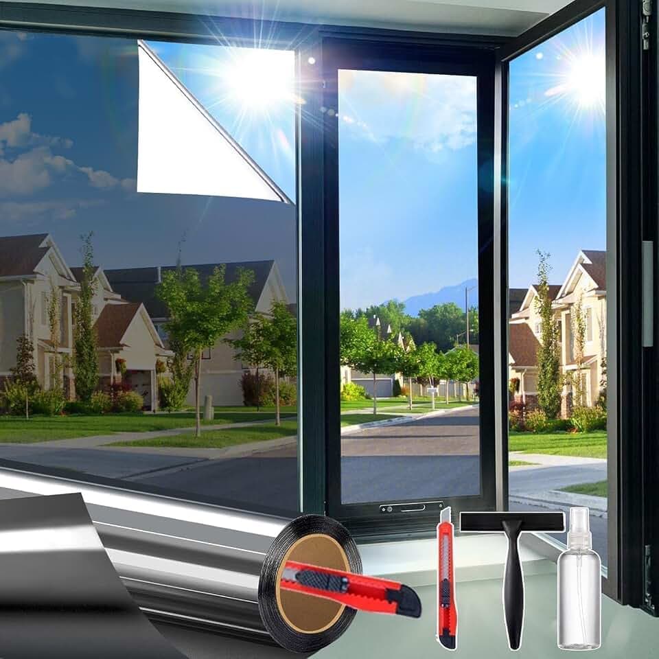 Upgraded One Way Window Privacy Film Sun Heat Blocking, 17.5" x 157.4"