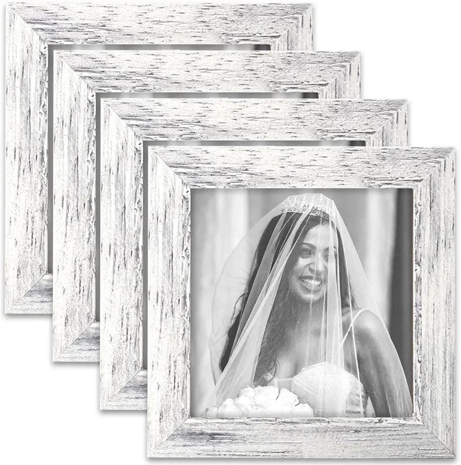 TOFOREVO 5x5 Picture Frames set of 4, Distressed White