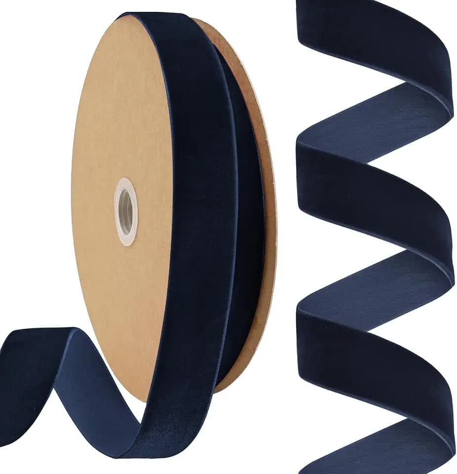Navy Blue Velvet Ribbon 1 Inch X 25 Yards Spool Fabric for Velvet Choker Christmas Wreath Decoration Handmade Craft Ornaments Gift Wrapping & Bow Making