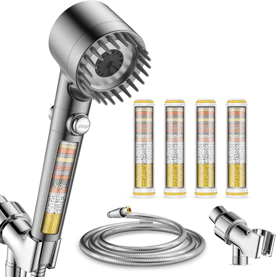 Filtered Shower Head with Handheld,4 Filters,High Pressure Shower Heads