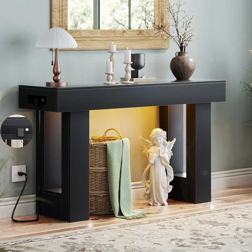 Unikito 47" Entryway Table with Sensor Light & AC Outlets with USB-C Ports