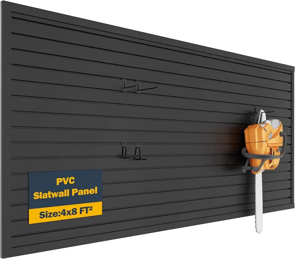 Slat Wall Paneling 4 x 8ft, Slatwall Garage Wall Organizer, Black