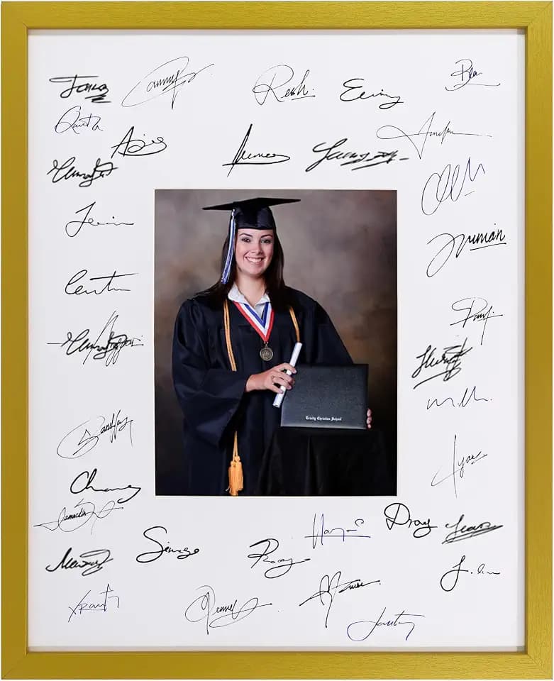 GarduationMall 16x20 Signature Picture Frame Holds 8x10 Photo with White Mat for Wedding Graduation | Wall or Tabletop Display