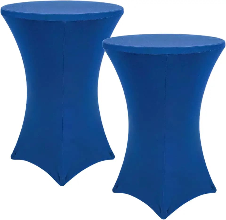 Cocktail Table Covers, 2 Pack 32x43 Inch Round High Top Table Cloths, Beige