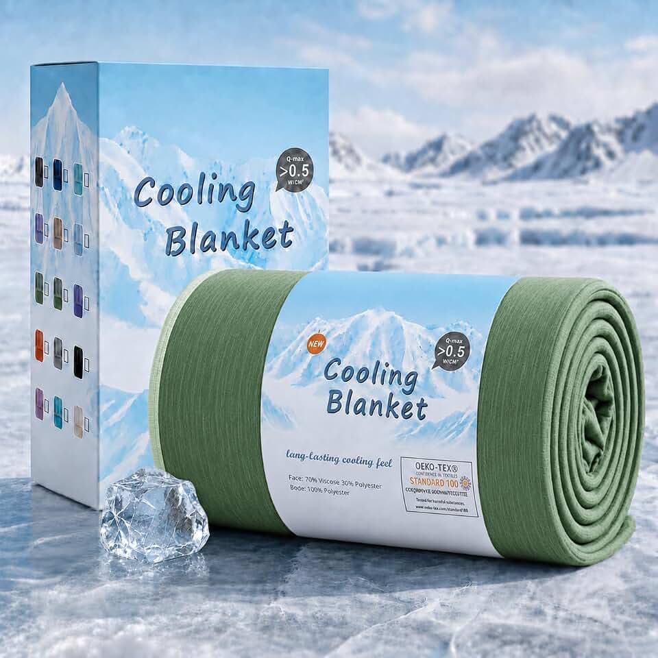 Topcee Cooling Blanket(90"x108"King Size) for Night Sweats Absorbs Heat to Keep Adults Cool on Warm Nights, Q-Max 0.5 Cooling Blankets for Hot Sleepers, Ultra-Cool Lightweight Blanket for Bed