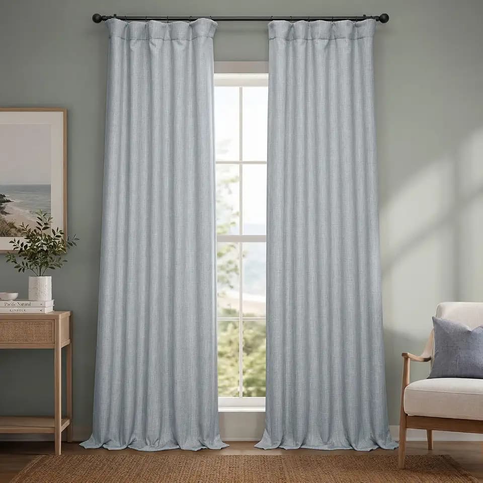 Faux Linen Curtains for Living Room (1 Panel) - 50W X 108L, Heather Grey