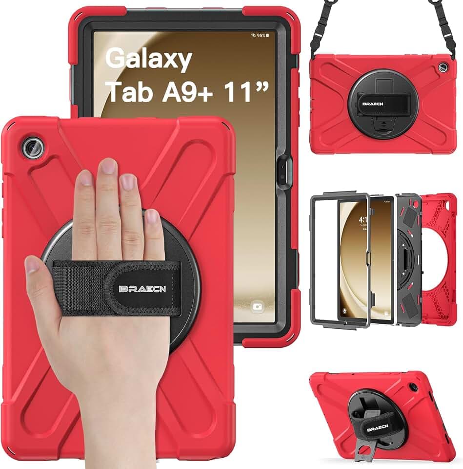 BRAECN für Galaxy Tab A9+ Hülle - Samsung Tablet A9 Plus 11" 2023 Rot