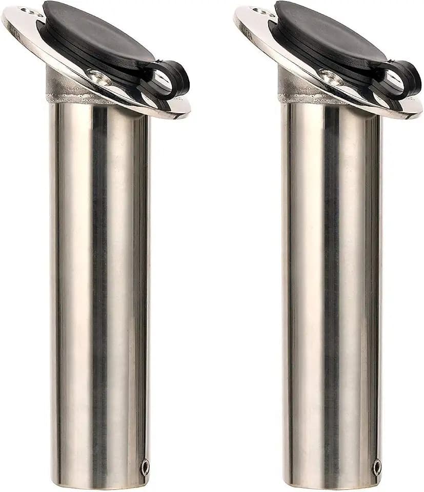 Amarine-made 30 Degree Stainless Steel Heavy Duty Flush Mount Sunshine Resistant Rod Holder Black PVC Cap Liner (2pcs)