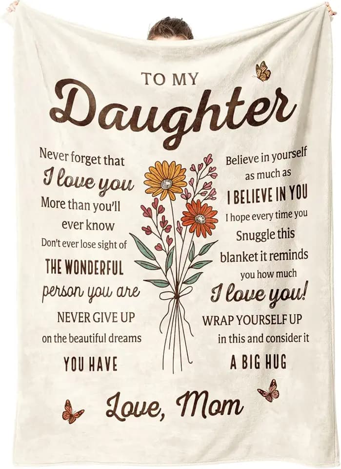 Daughter Birthday Gifts, Daughter Blanket from Mom, 60'' X 50'', Beige