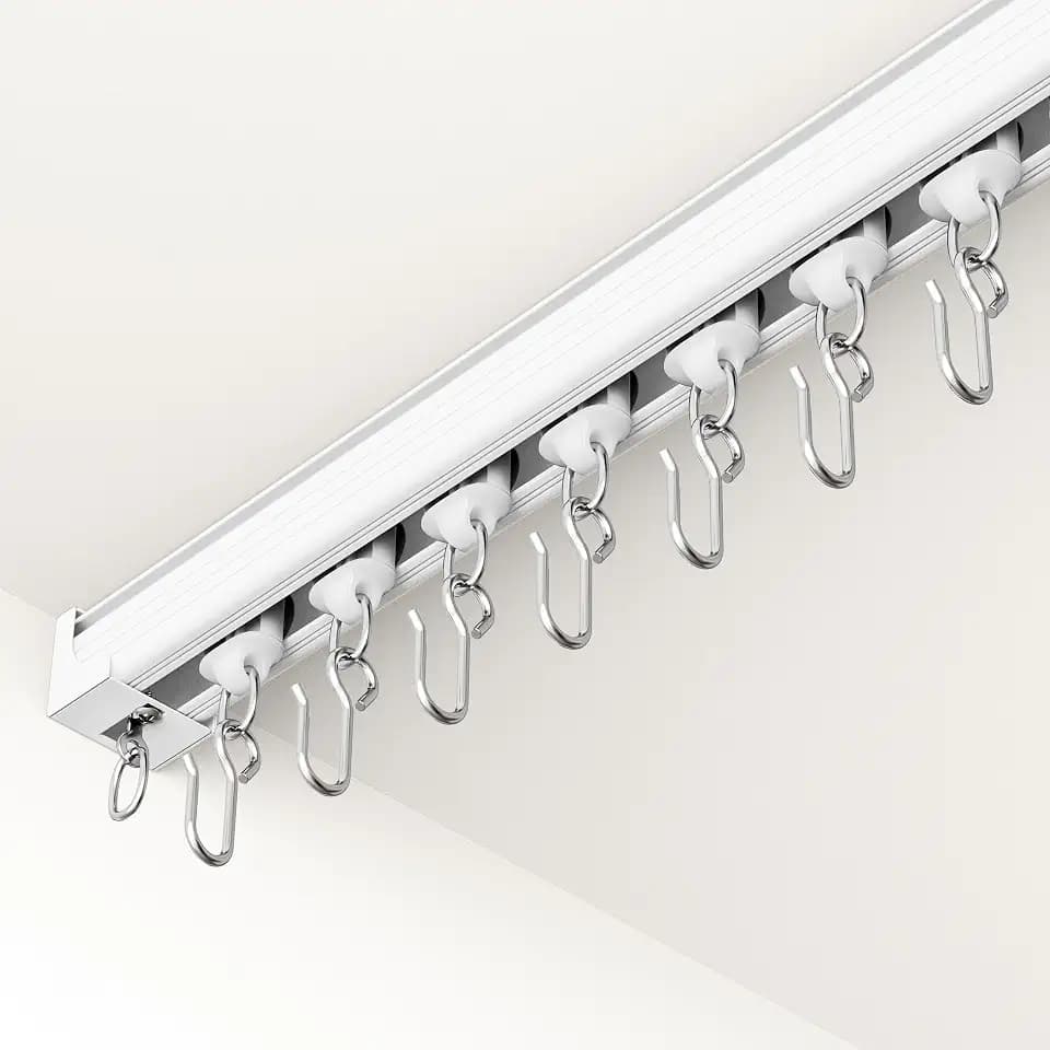 Ceiling Curtain Track White 6-9 ft Heavy Duty Ceiling/Wall Mount Rail