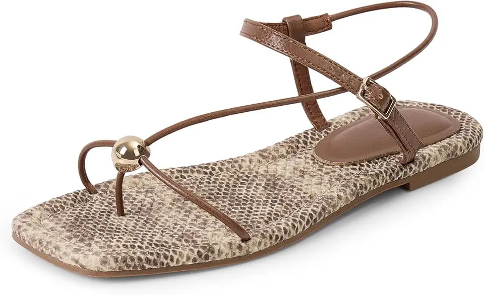 Strappy Flat Sandals for Women Comfortable Dressy Summer Beach Thong Sandals Flip Flop Slide Sandal