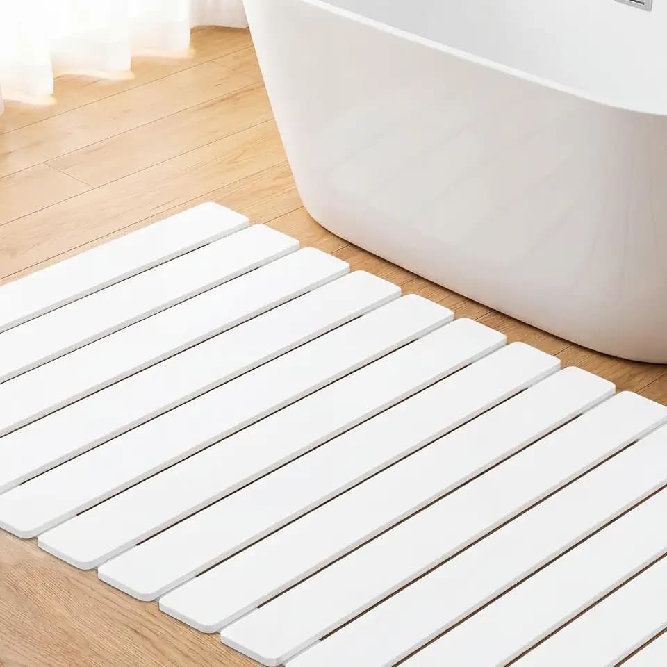 Nuanchu Large Stone Bath Mat 31.2"x23.3" Foldable Diatomite Bath Mat, White