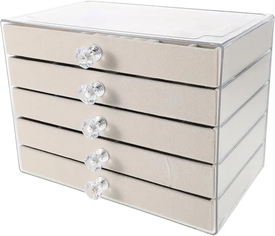 BESTYASH Jewelry Organizer Box for Rings Bracelets 5 Layer Drawer