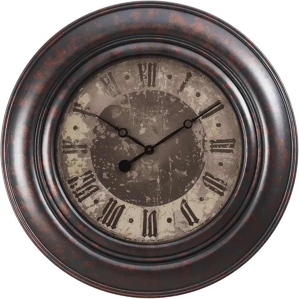 Monarch Specialties I 9027 Clocks, 30" Round, Large Oversized, Wall Clock, Brown, Transitional