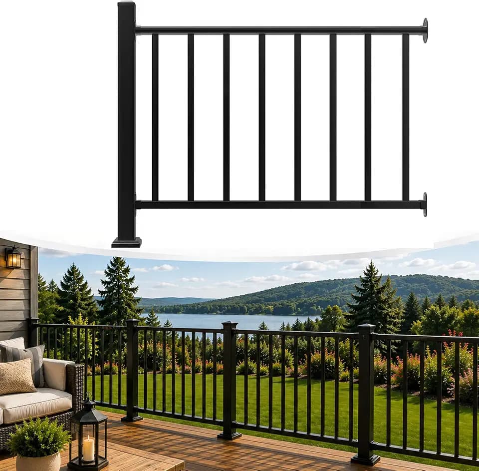 Deck Railing Kit, 36 in H x 4 ft W Porch Railing with Post