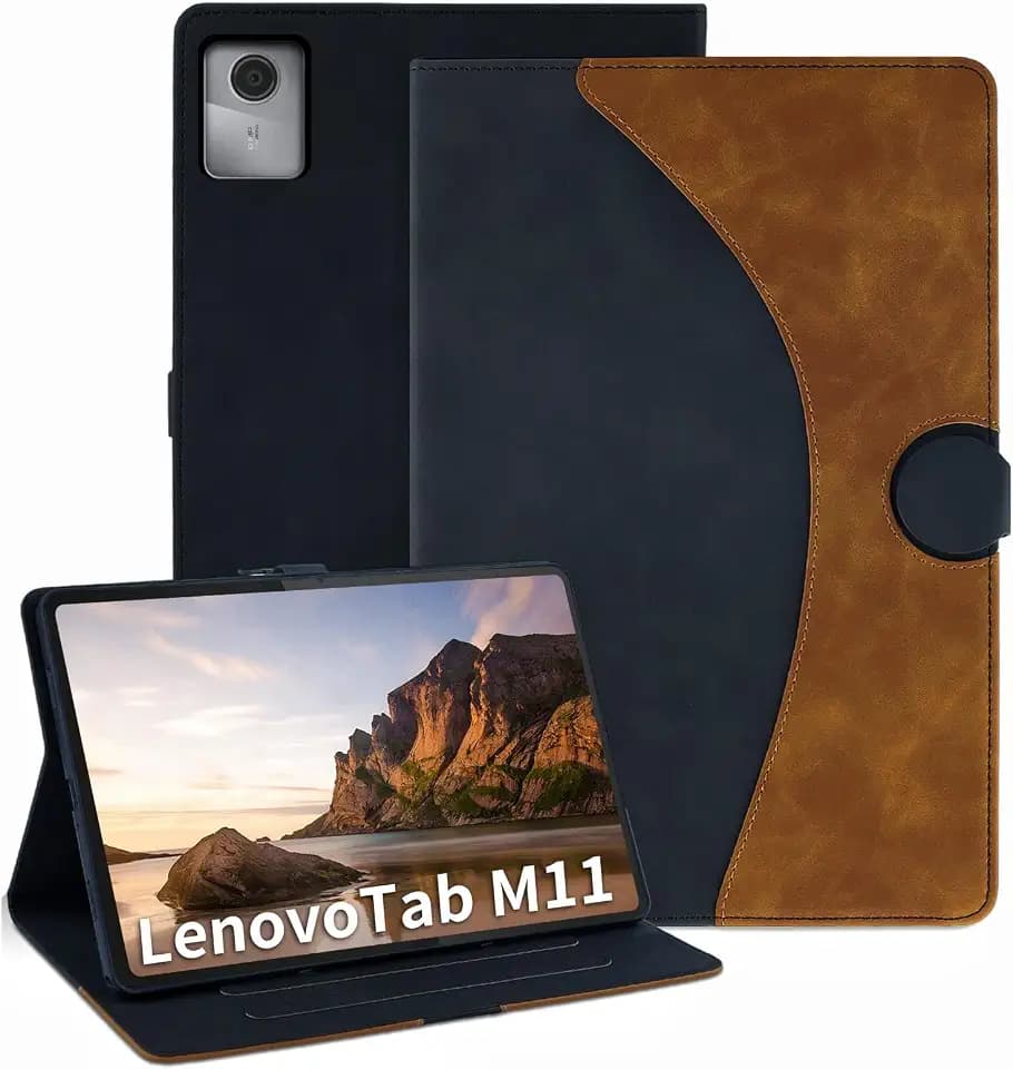 Hülle für Lenovo Tab M11 11 Zoll 2024 TB330FU/TB330XU/TB-331FC PU Leder Schutzhülle mit Standfunktion und Kartensteckplatz/Magnetische Cover Case mit Stifthalter Braun
