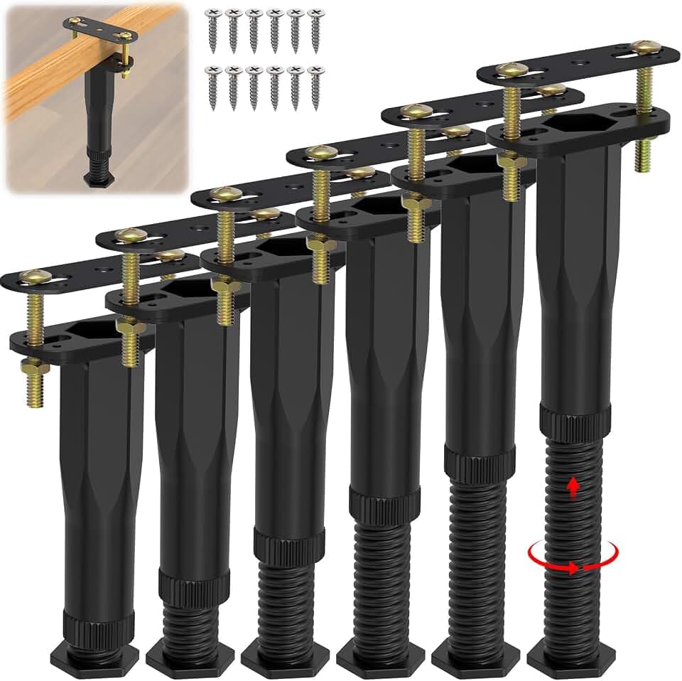 6 PCS Adjustable Height Center Support Leg for Bed Frame (6.5"-11")