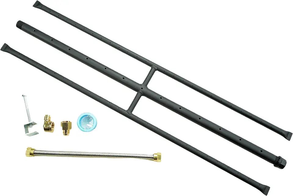Rectangular Gas Fire Pit and Gas Fireplace H-Burner H Burner for Gas Fireplace with 3 Pipes (28 Inch) Patent Applied