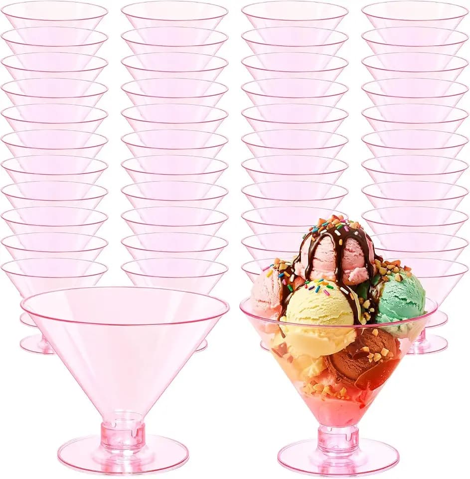 YOUBET 100PCS Pink Plastic Martini Glasses for Parties Weddings Bars