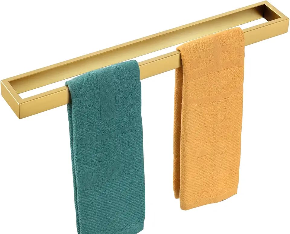 KOKOSIRI Towel Bar Brushed Gold Bath Towel Holder 24 Inch Kitchen Towel Hanger Rack Stainless Steel Bathroom Hardware Wall Mounted, 1 Pack B4008BG-L24