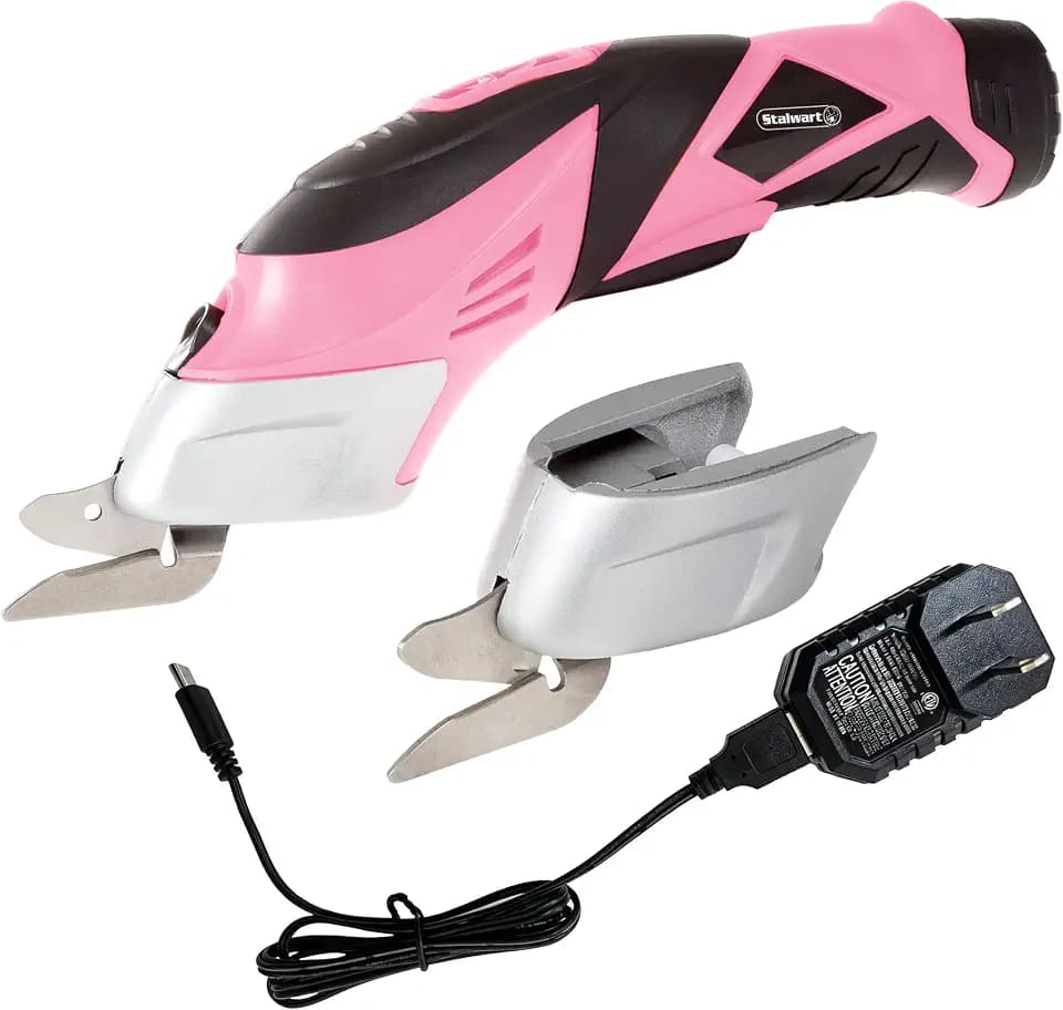 Stalwart Cordless Electric Scissors with Two Blades, Pink