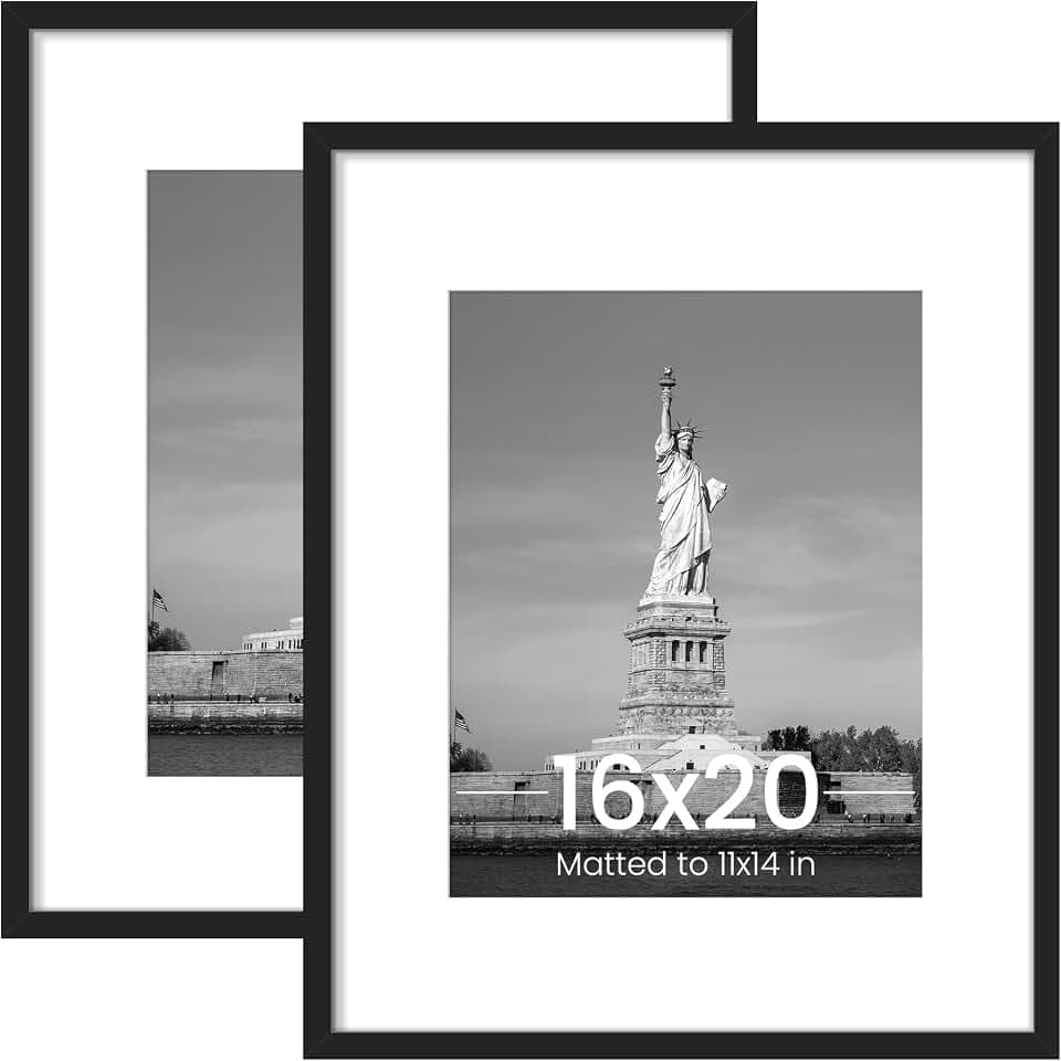 ENJOYBASICS 16x20 Picture Frame, Wall Gallery Frames Set of 2, Black