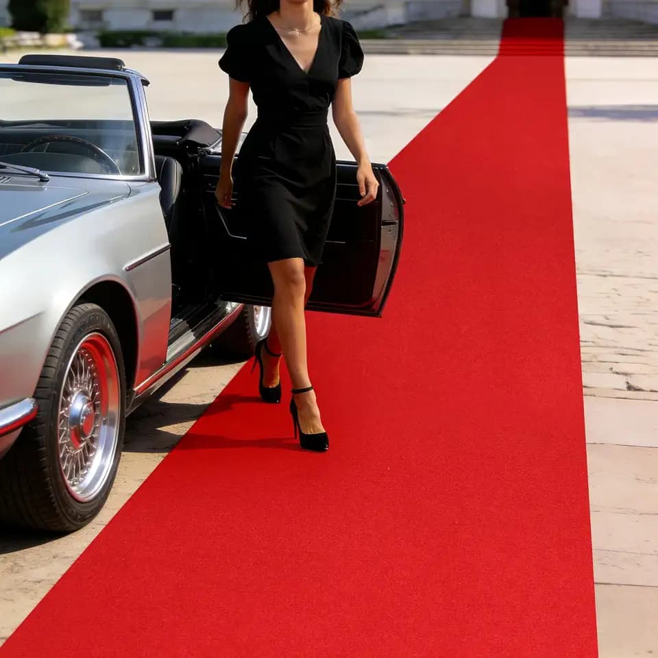 SALLOUS 450 GSM Extra Thick Red Carpet Runner 3 x 10 ft, Heavy-Duty Reusable Rug Runner for Party, Non-Slip Red Carpet with Rubber Backing, Aisle Runway Rug for Weddings, Events Decorations