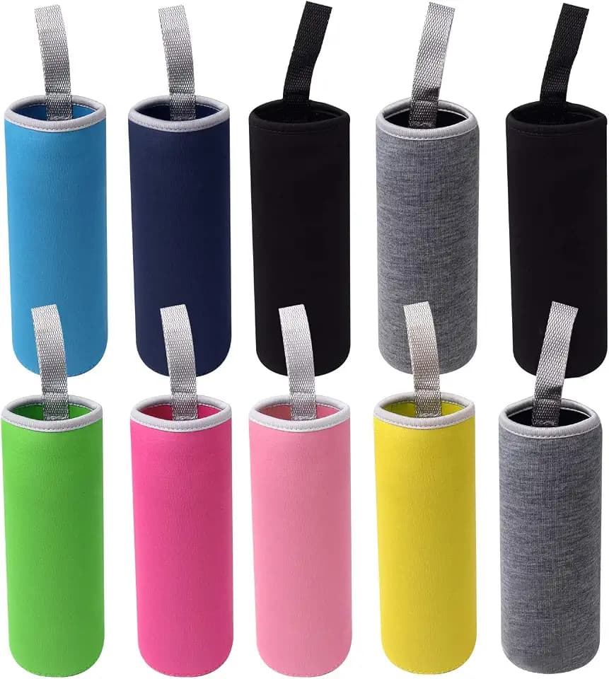 HRLORKC 10 Pack Neoprene Water Bottle Sleeve - 12 oz to 18 oz Insulated Glass Bottle Cozy (Multi-Color)