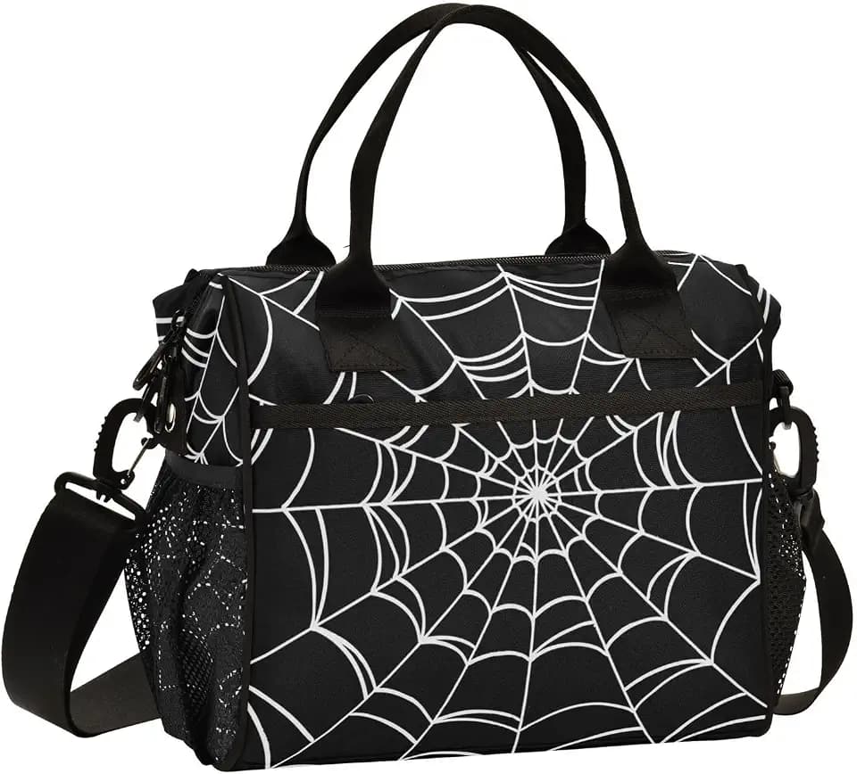 Goth Spider Web Lunch Bag & Lunch Box for Women with Adjustable Strap, M