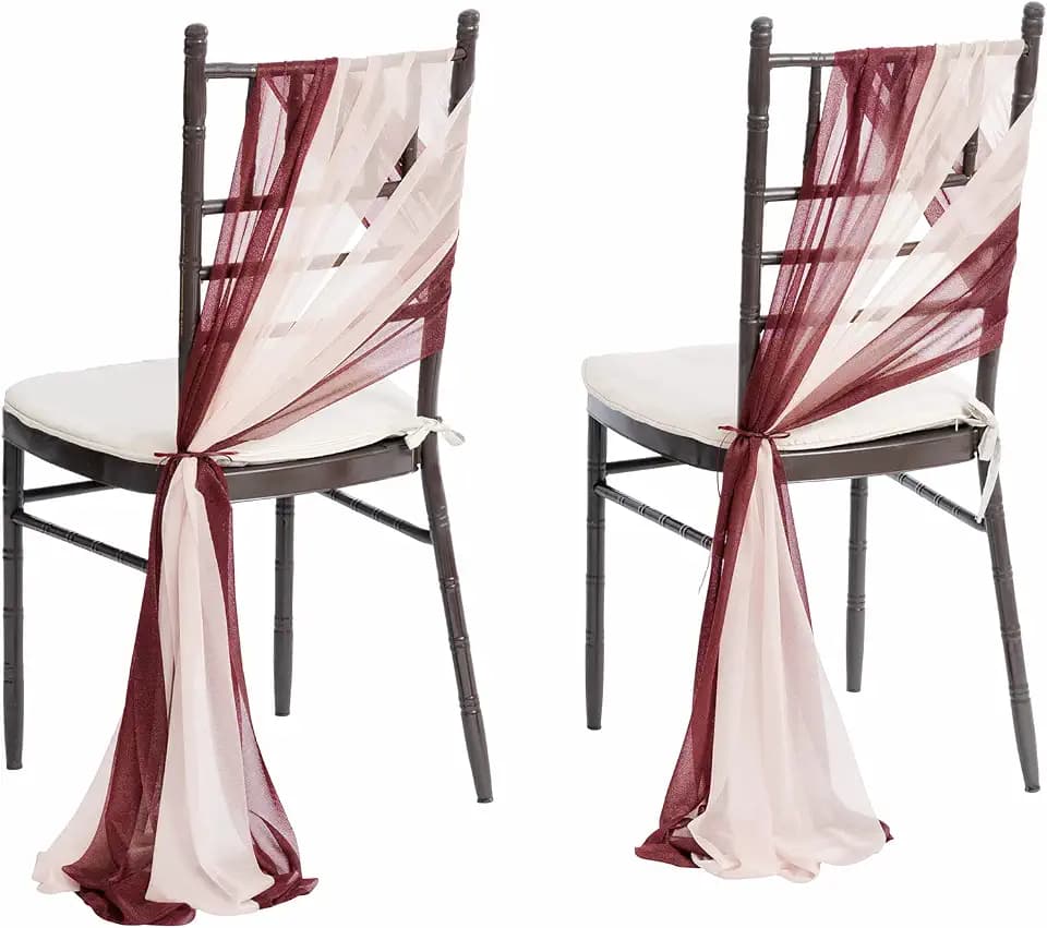 Ling's moment Chair Sashes, Wedding Aisle Decorations, Burgundy Pink Blush