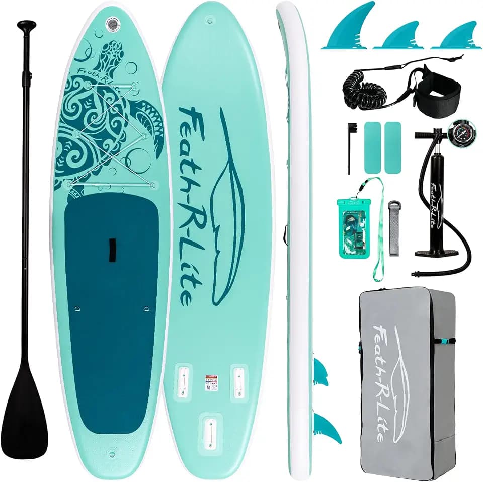 FEATH-R-LITE Inflatable Stand Up Paddle Board with Beginner SUP Accessories
