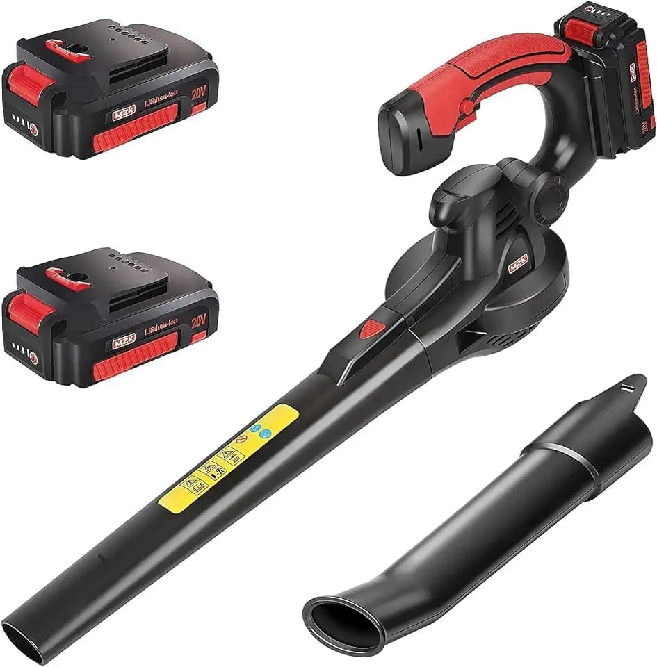 MZK 20V Cordless Leaf Blower, Lightweight Electric Blower, Red Orange