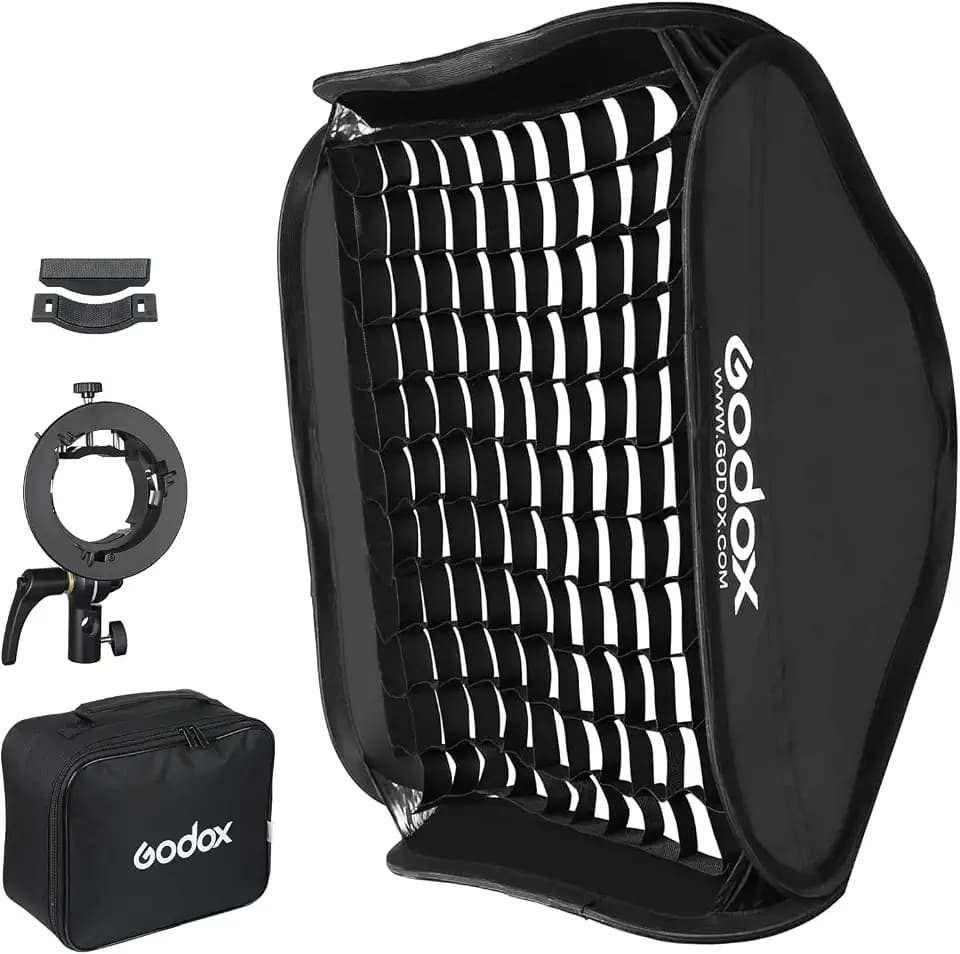 Godox Softbox Kit with S2 S-Mount Bowens Lightning Holder 80 x 80cm + Grid