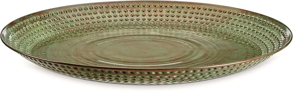 Good Directions Bird Bath Basin for Outside Backyard, Outdoor, Patio, Garden, Birdbath, Bird Feeder Gift for Bird Lovers Watchers, Large 20" Copper Metal Blue Verde