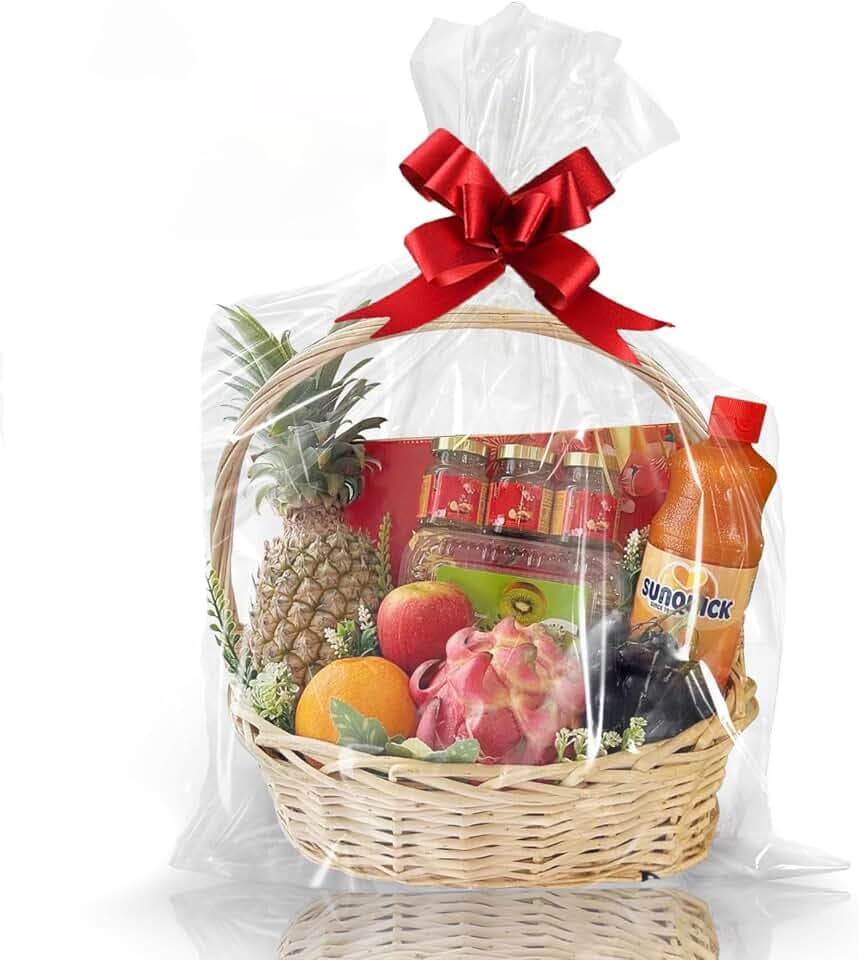 WIKDAY Clear Gift Bags 100 PCS 24x30 Inche Cellophane Wrap for Gift Baskets