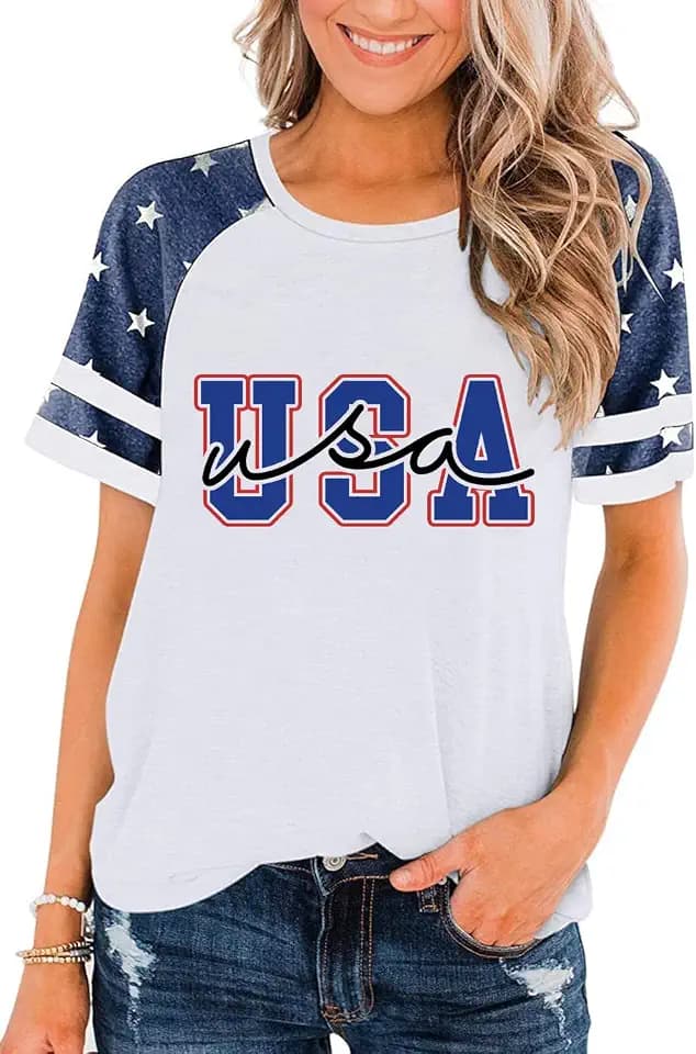 American Flag Shirt Women 4th of July Tshirts