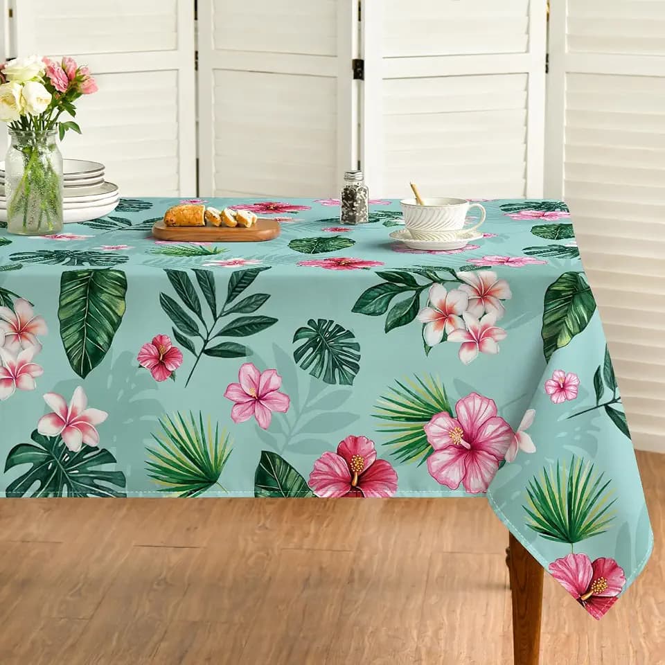 Horaldaily Summer Tablecloth 60 x 84 Inch Rectangular Tropical Flowers