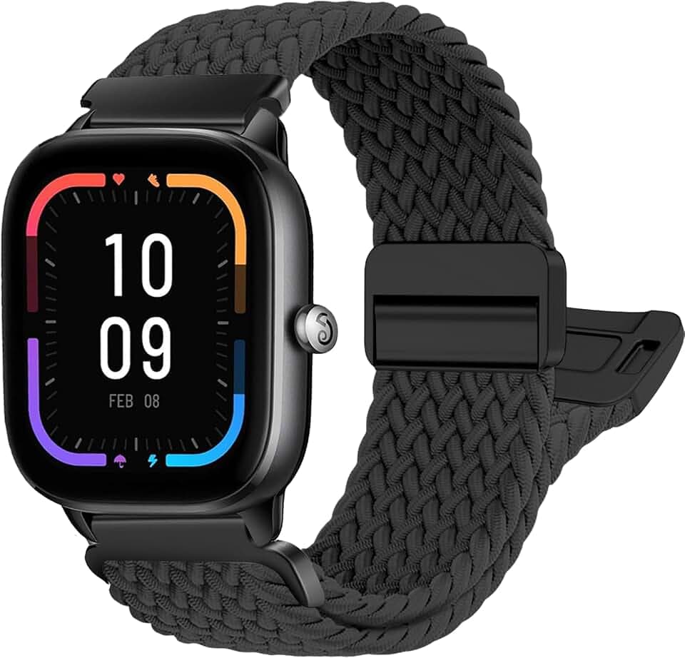 chinbersky Geflochten Armband Kompatibel mit Amazfit GTR mini/GTS 4 Mini/GTS4/3/2 Mini/GTS 2/2e, 20mm Magnet Stoff Nylon Band für Amazfit Bip U Pro/Bip 3 Pro/Lite, für Galaxy Watch 7/6/5/4 40mm 44mm