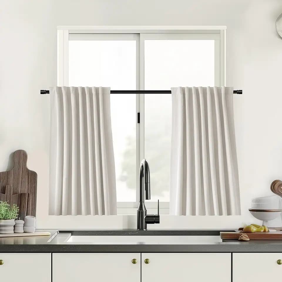 UHITECH Cream Blackout Curtains for Small Window 35 Inch Long 2 Panels Set