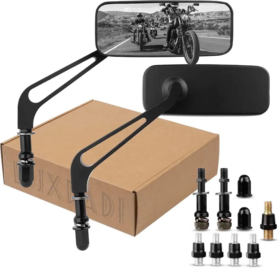 Motorrad-Rückspiegel, 8 mm/10 mm, kompatibel mit Harley, Honda, Yamaha, Kawasaki, Ducati, Suzuki und mehr (schwarz)