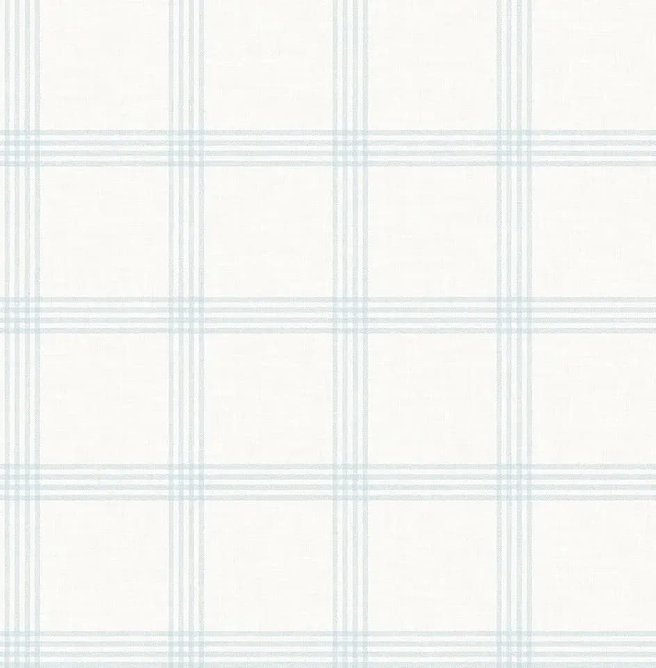 Chesapeake Blue Twain Plaid Wallpaper, Light Blue, Unpasted, Washable, Strippable