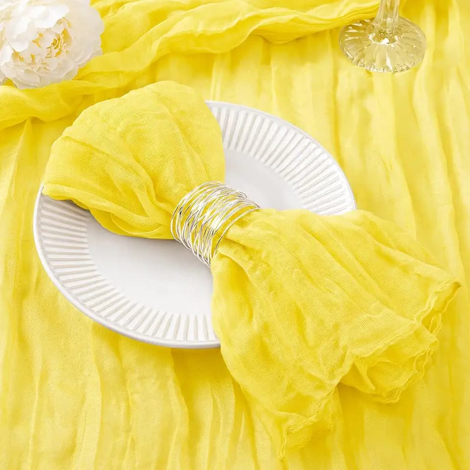 DeZerlor Lemon Yellow Washable Cheesecloth Napkins Set of 50 for Party